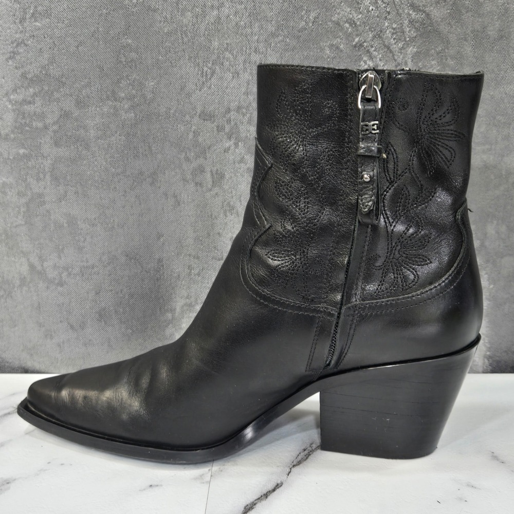 Sam Edelman Wilda Western Boots Womens 9 Black Leather Embroidered Pointed Ankle - Picture 4 of 10